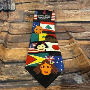 St Jude Children's Hospital Necktie World Flags Kids Faces Charity Men’s  Tie